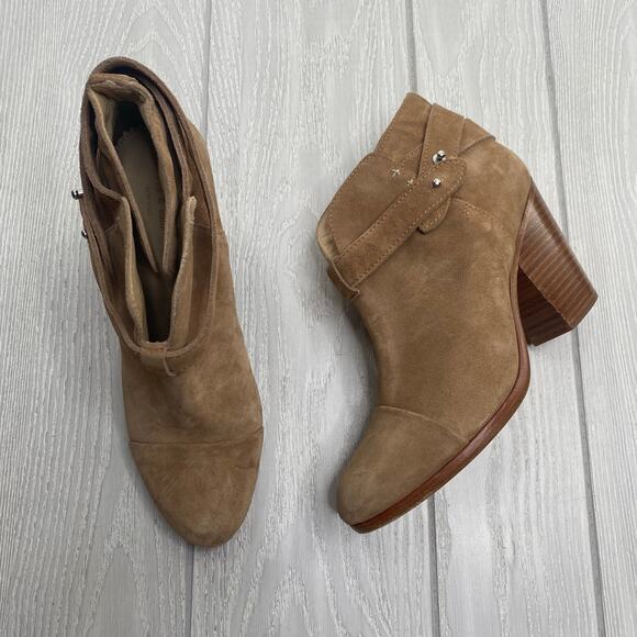 Rag & Bone Women's Tan The Harrow Suede Ankle Boots Size 9 Italian 39 - Picture 1 of 12